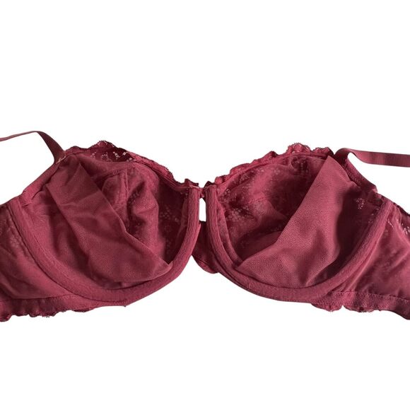 Victoria's Secret Unlined Demi Bra Floral Lace Raspberry Pink Size 38D - Picture 7 of 14